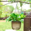 2 Pack Self Watering Hanging Planters Indoor Flower Pots,6.5 Inch Outdoor Hanging Basket,Plant Hanger with 3Hooks Drainage Holes for Garden Home (Grey)