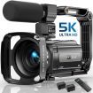 5K Video Camera Camcorder,48MP UHD Wifi IR Night Vision Vlogging Camera,16X Digital Zoom Touch Screen Vlog Camera with External Microphone,Lens Hood,Stabilizer,2 Batteries