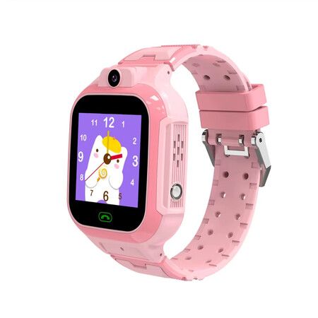 Smart Watch Kids 4G GPS Tracker IP67 Waterproof 1.4 Inch Touch Screen Smartwatch 2 Way Audio Voice Video Call SOS School Mode Pink