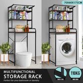 Over Toilet Shelf Rack 3 Tier Storage Unit Bathroom Towel Organiser Shelves Washing Machine Shower Laundry Space Saver Airing