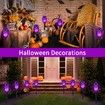 Outdoor Halloween Solar Lights Purple Flame 8 Pack Waterproof Solar Pathway Lights for Halloween Yard Decorations