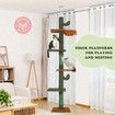 Cat Tree Tower Scratching Post Sisal Scratcher Furniture Stand Scratch Pole Climbing Floor to Ceiling Hammock Platforms 229-275cm