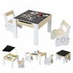 Kids Table and 2 Chairs Set Childrens Desk Toddler Furniture Baby Activity Centre Drawing Study Reading Wooden with Storage