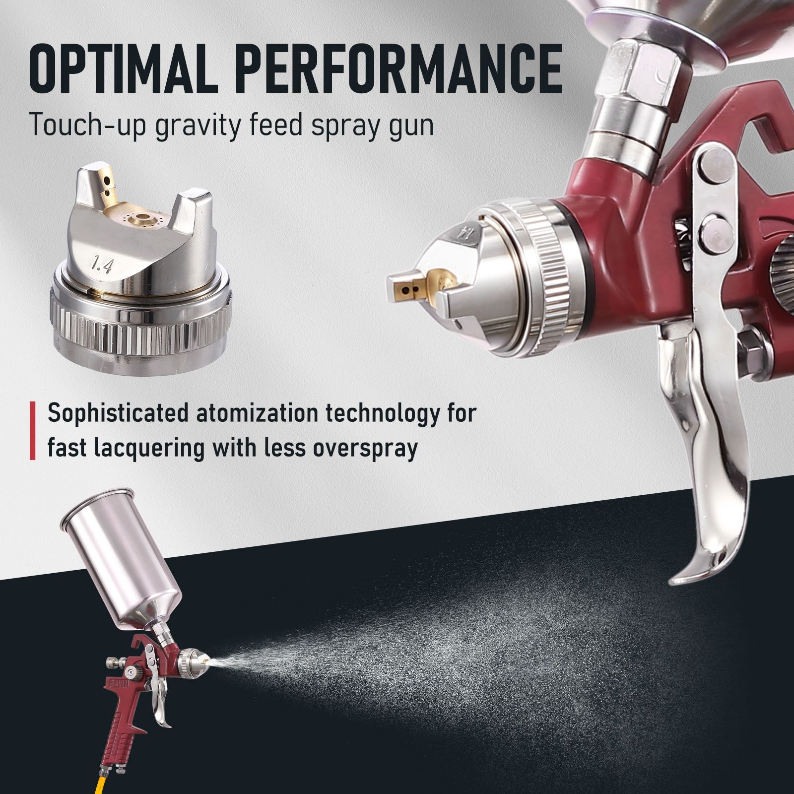 HVLP Spray Gun Gravity Feed Car Paint Sprayer Kit Air Regulator Gauge