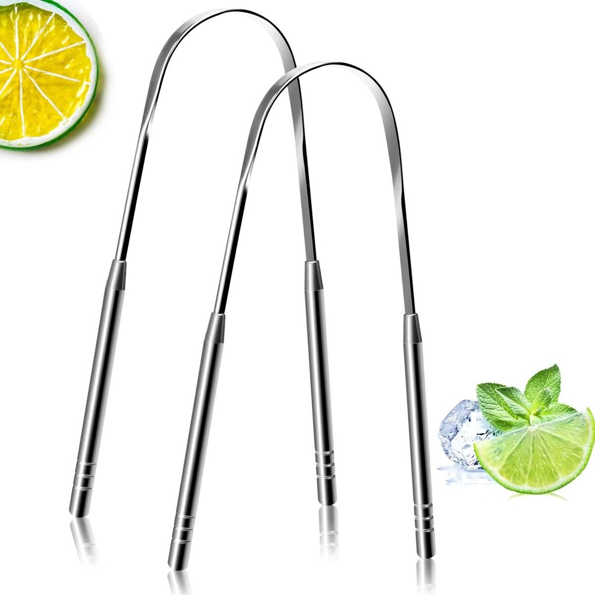 2 Pack Tongue Scraper,Stainless Steel Tongue Cleaner,Professional Tongue Brush for Oral Care,Improve Bad Breath and Fresh Breath