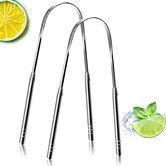 2 Pack Tongue Scraper,Stainless Steel Tongue Cleaner,Professional Tongue Brush for Oral Care,Improve Bad Breath and Fresh Breath