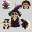 Animated Life-Size Talking Witch Halloween Decor with Sound Activated Red Eyes for Indoor Outdoor Hanging