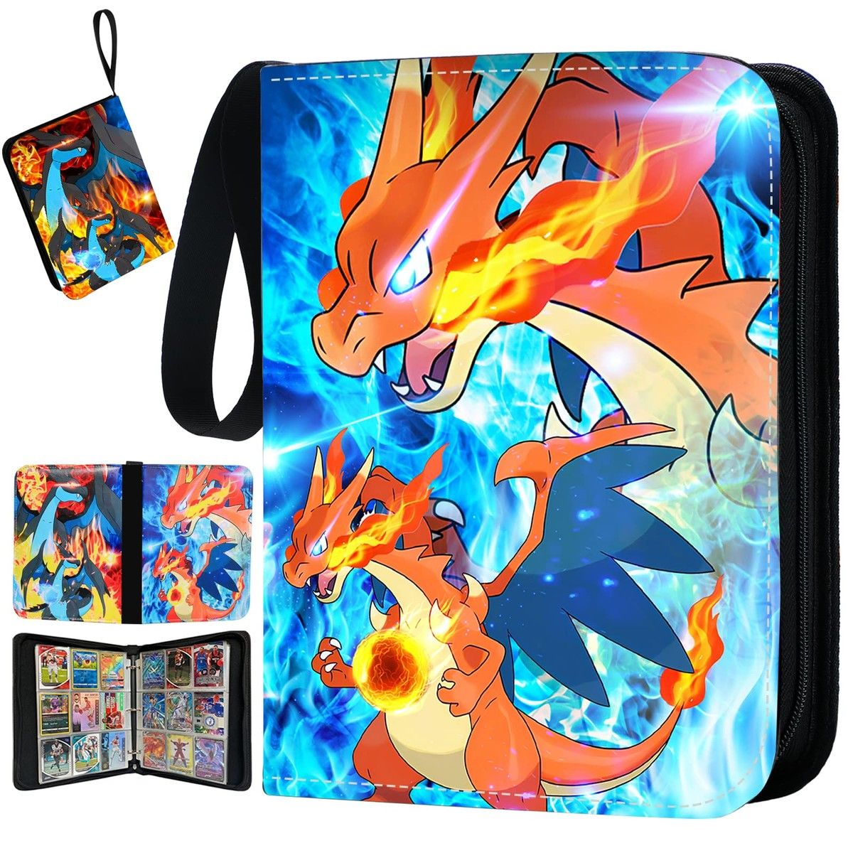 900 Cards Binder PU HOLDER POKENMON With 50 Sleeves, 9-Pocket Card Book Holder for TCG Game Cards Collection, Sports Trading Cards Collector Album