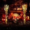 Halloween Decorations Glowing Red Eyes Scary Skull Head Skeleton Hands Arm Stakes for Halloween Graveyard Garden, Lawn, Yard, Haunted House Props