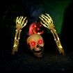 Halloween Decorations Glowing Red Eyes Scary Skull Head Skeleton Hands Arm Stakes for Halloween Graveyard Garden, Lawn, Yard, Haunted House Props