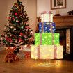 140cm Colourful Lighted Gift Box Christmas Tree Present 200 LED Lights Xmas Home Garden Holiday Decoration Indoor Outdoor Party Display