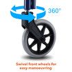 4 Wheel Rollator Walker with Seat for Seniors Lightweight Rolling Walking Trolley Folding Elderly Medical Steel Blue Auswheel