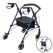 4 Wheel Rollator Walker with Seat for Seniors Lightweight Rolling Walking Trolley Folding Elderly Medical Steel Blue Auswheel