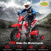 Kids Off Road Ride On Toy Electric Cycle 12V Battery Powered Bike Sport Bike Pedal Bicycle Training Wheel 2 Speeds Red