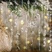 10pcs Christmas Tree Decoration Crystal Ornaments, Hanging Acrylic Christmas Snowflake Icicle Drop Crystal Ornaments for Christmas Tree Winter New Year Party Supplies