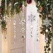 10pcs Christmas Tree Decoration Crystal Ornaments, Hanging Acrylic Christmas Snowflake Icicle Drop Crystal Ornaments for Christmas Tree Winter New Year Party Supplies