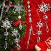 10pcs Christmas Tree Decoration Crystal Ornaments, Hanging Acrylic Christmas Snowflake Icicle Drop Crystal Ornaments for Christmas Tree Winter New Year Party Supplies