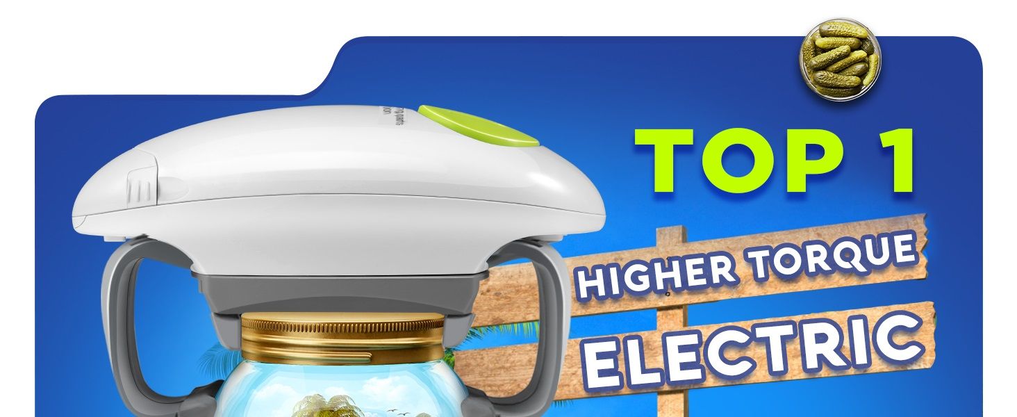 Higher Torque and One Touch Electric Jar Opener Easy Remove Almost Size