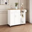 Mobile Kitchen Island Cart Trolley Bar Storage Cabinet Wine Rack Shelf Rolling Serve Utility Shelving Drawer Wood Dining Table Counter 107x46x97cm