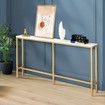 Gold Narrow Console Table Stand Hall Entryway Bar Side Sofa Couch Wood Accent Long Slim Storage Display Shelf Marble Tabletop 160x20x79cm
