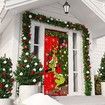 Grinch Christmas Door Cover Merry Grinchmas Black Buffalo Grid Banner 6ft x 3ft Winter Holiday Home Decoration