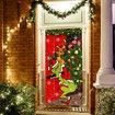 Grinch Christmas Door Cover Merry Grinchmas Black Buffalo Grid Banner 6ft x 3ft Winter Holiday Home Decoration