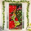 Grinch Christmas Door Cover Merry Grinchmas Black Buffalo Grid Banner 6ft x 3ft Winter Holiday Home Decoration