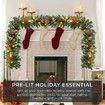 Battery-Operated 2.7m Christmas Garland with Pine Cones and Berries for Holiday Party Xmas Decor