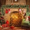 Battery-Operated 2.7m Christmas Garland with Pine Cones and Berries for Holiday Party Xmas Decor