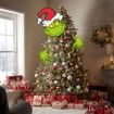 3PCS Grinchs Fence PeekerGrinchmas Decor for TreeGrinchs Tree Topper for Whoville Christmas Decorations