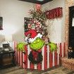 3PCS Grinchs Fence PeekerGrinchmas Decor for TreeGrinchs Tree Topper for Whoville Christmas Decorations
