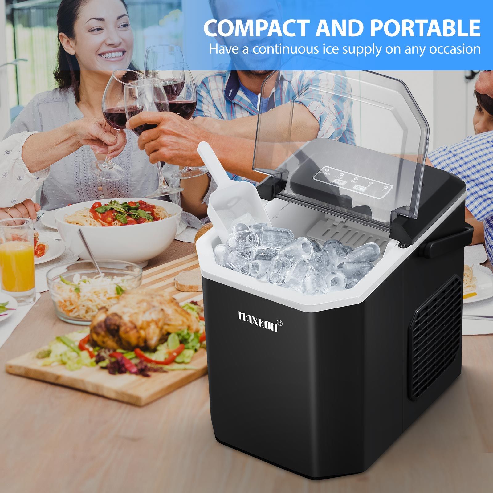 Maxkon Ice Cube Maker Portable Making Machine Freezer Countertop