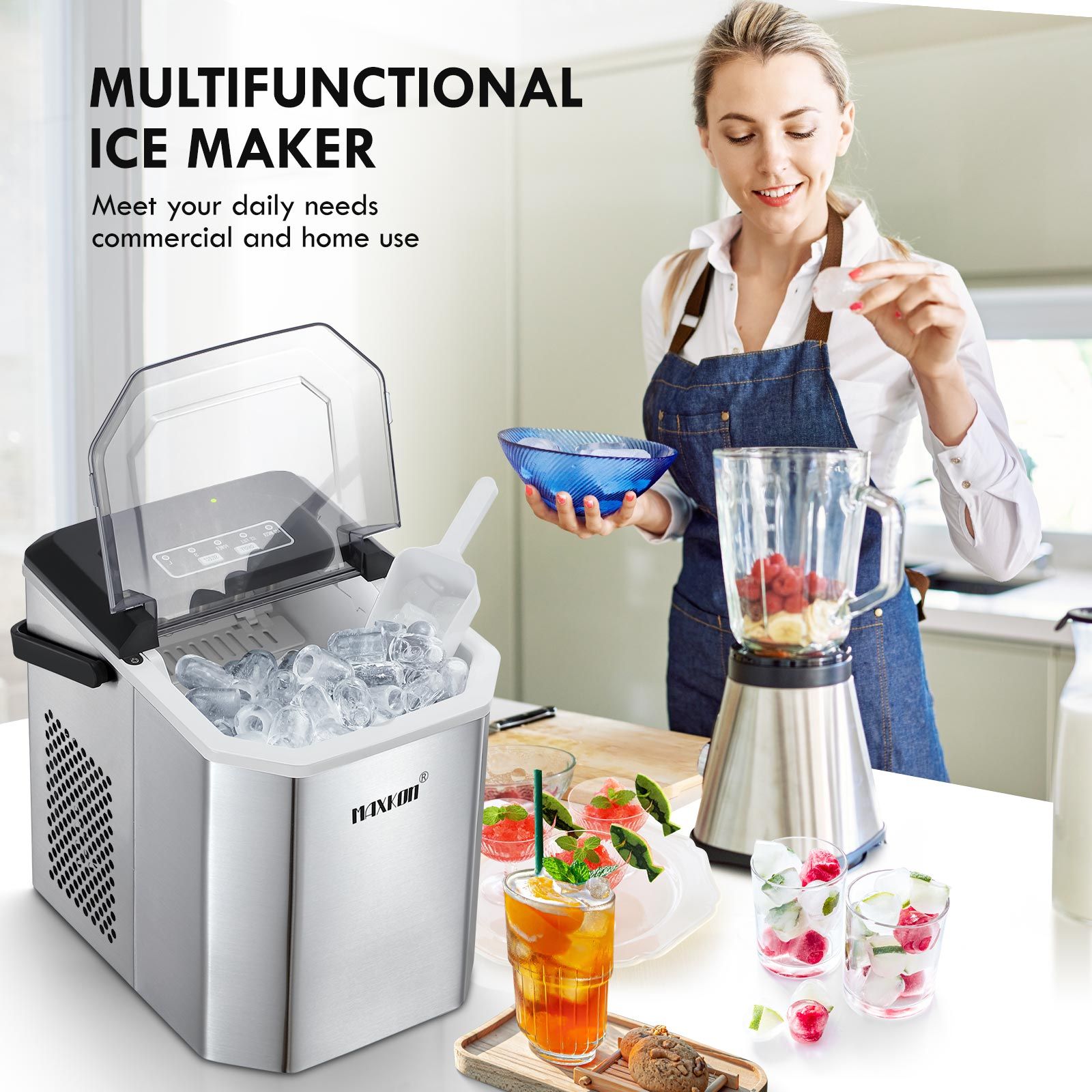Maxkon 12kg Ice Maker Portable Cube Making Machine Freezer Countertop