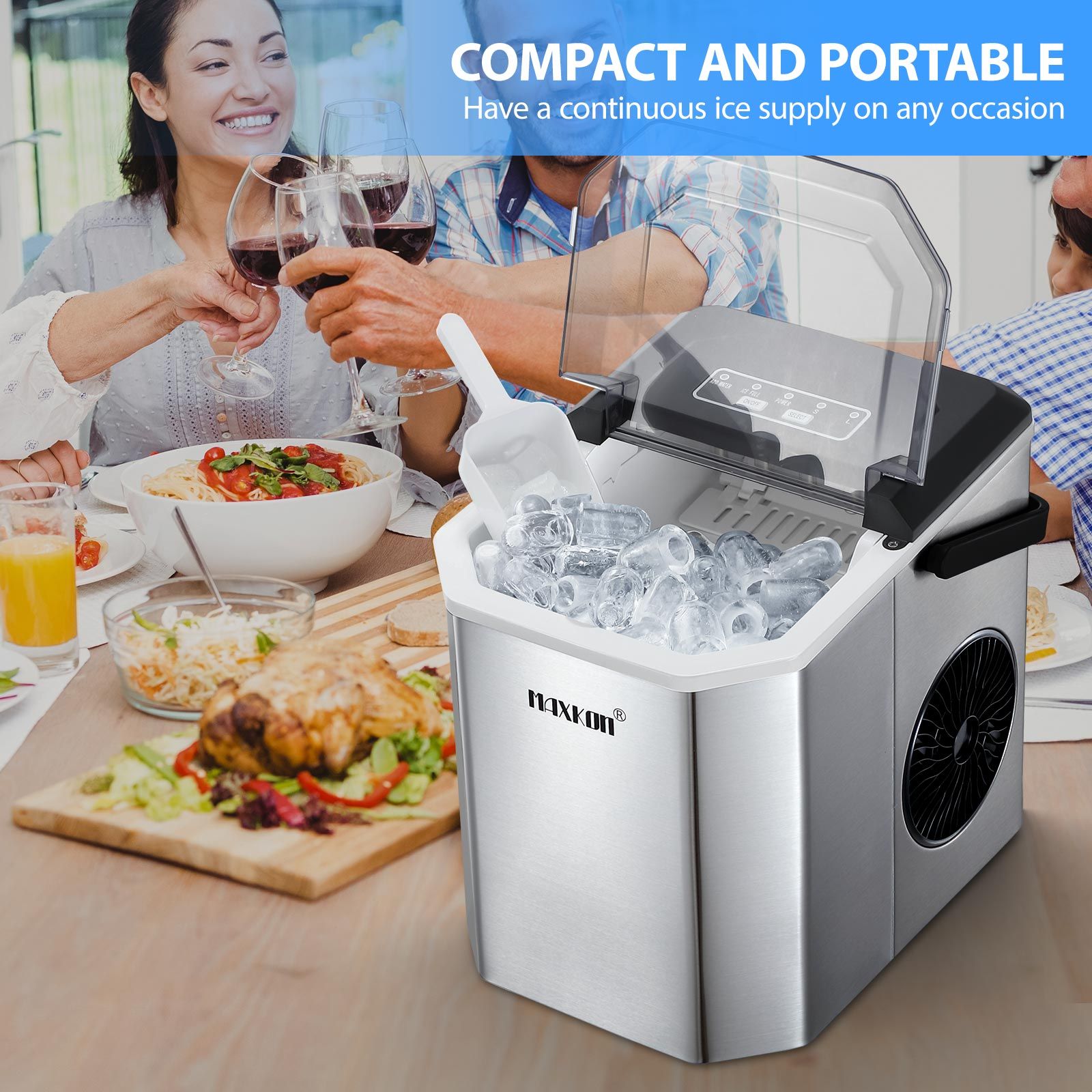Maxkon 12kg Ice Maker Portable Cube Making Machine Freezer Countertop