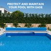 Pool Cover Roller Adjustable Swimming Blanket Reel 2.1m to 4.35m System Stand Set Heavy Duty Aluminium Straps Crank Wheels