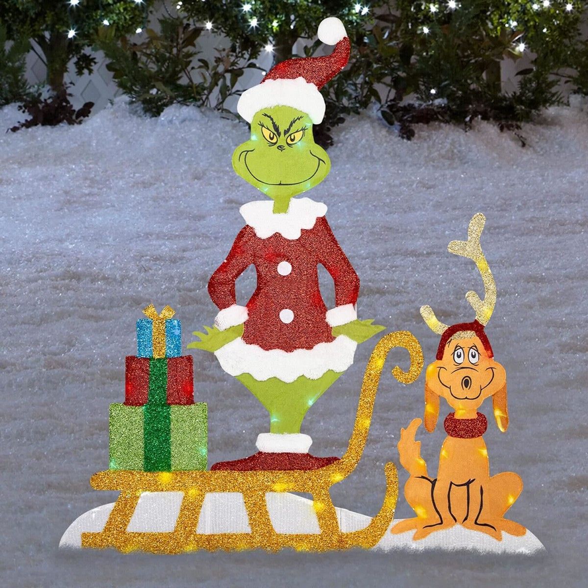 Grinch LED Light Yard Sign Stick Christmas Grinch outdoor garden decoration LED lights acrylic Christmas decorations