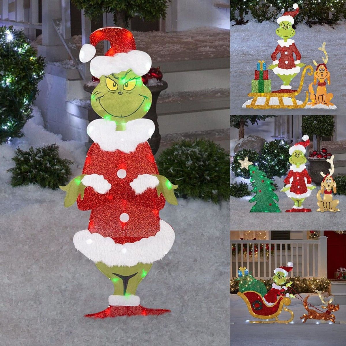 Grinch LED Light Yard Sign Stick Christmas Grinch outdoor garden decoration LED lights acrylic Christmas decorations