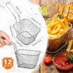 12 Pcs Square Fry Basket with Handle Baskets Net Potato Cooking Tool for Table Serving Oil Residue Filtration