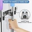 Mop Broom Holder Wall Mount, Laundry Organizer Storage Tool Wall Hanging with 5 Racks 4 Hooks Stainless Steel Tool Hanger for Home Kitchen