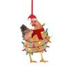 5pcs Acrylic Christmas Chicken Ornament Funny Rooster Hens with Scarf Decor Tree Hanging Ornaments Christmas Decorations for TreeCar Pendant