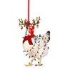 5pcs Acrylic Christmas Chicken Ornament Funny Rooster Hens with Scarf Decor Tree Hanging Ornaments Christmas Decorations for TreeCar Pendant