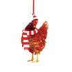 5pcs Acrylic Christmas Chicken Ornament Funny Rooster Hens with Scarf Decor Tree Hanging Ornaments Christmas Decorations for TreeCar Pendant