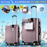 2 Piece Luggage Suitcase Set Carry On Spinner Case Traveller Bag Storage Cabin Lightweight Hard Shell Trolley Wheels TSA Lock Rose Gold
