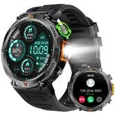 Smart Watch for Men (Call Receive/Dial) with LED Flashlight,1.45" HD Outdoor Tactical Rugged Smartwatch,Sports Fitness Tracker Watch with Heart Rate Sleep Monitor for iPhone Android Phone