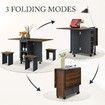 Folding Dining Table Set 4 Chairs 5 Piece Extendable Outdoor Furniture Room Home Kitchen Camping Picnic Desk Foldable Modern Wooden with Wheels