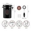 1800ML Airtight Coffee Canister with Date Tracker Transparent Window,22.8OZ Coffe Beans Storage with 30ML Measure Spoon&4 co2 Valve,Kitchen Food Storage Container (Black)