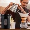 1800ML Airtight Coffee Canister with Date Tracker Transparent Window,22.8OZ Coffe Beans Storage with 30ML Measure Spoon&4 co2 Valve,Kitchen Food Storage Container (Black)