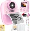Instant Print Camera 1080P Dual Front Rear Digital 3 Rolls Photo Paper 32GB Card Pendant Gift Children Ages 3+ Creative Gifts