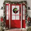 Christmas Door Sign Grich Decor - Merry Christmas Wall Decor - Wooden Door Hangers Wreath with Bow for Christmas Decorations Indoor Party