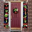 Christmas Door Sign Grich Decor - Merry Christmas Wall Decor - Wooden Door Hangers Wreath with Bow for Christmas Decorations Indoor Party